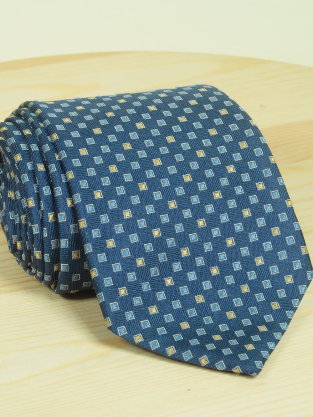 Brooks Brothers Woven Square Pattern Silk Tie Mens Blue Geometric Current Label